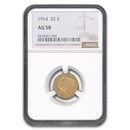 1914 $2.50 Indian Gold Quarter Eagle AU-58 NGC
