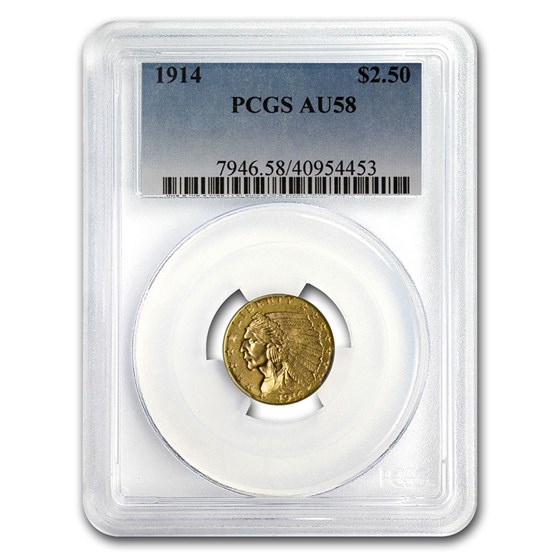 1914 $2.50 Indian Gold Quarter Eagle AU-58 PCGS 1914 $2.50 Indian Gold Quarter Eagle AU-58 PCGS