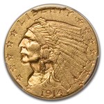 1914 $2.50 Indian Gold Quarter Eagle AU-58 PCGS