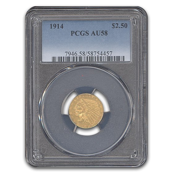 1914 $2.50 Indian Gold Quarter Eagle AU-58 PCGS