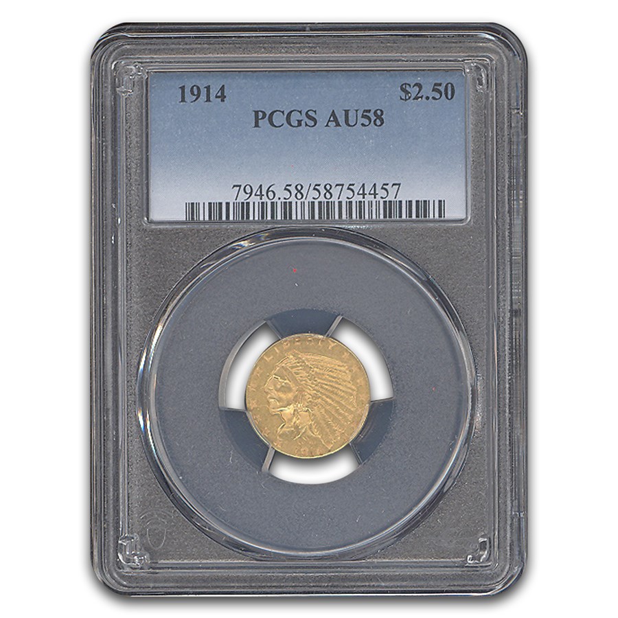 1914 $2.50 Indian Gold Quarter Eagle AU-58 PCGS