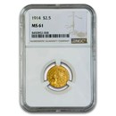 1914 $2.50 Indian Gold Quarter Eagle MS-61 NGC