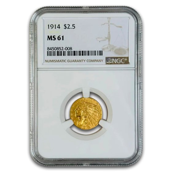 1914 $2.50 Indian Gold Quarter Eagle MS-61 NGC