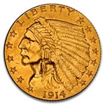 1914 $2.50 Indian Gold Quarter Eagle MS-62 NGC