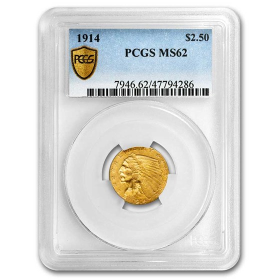 1914 $2.50 Indian Gold Quarter Eagle MS-62 PCGS 1914 $2.50 Indian Gold Quarter Eagle MS-62 PCGS