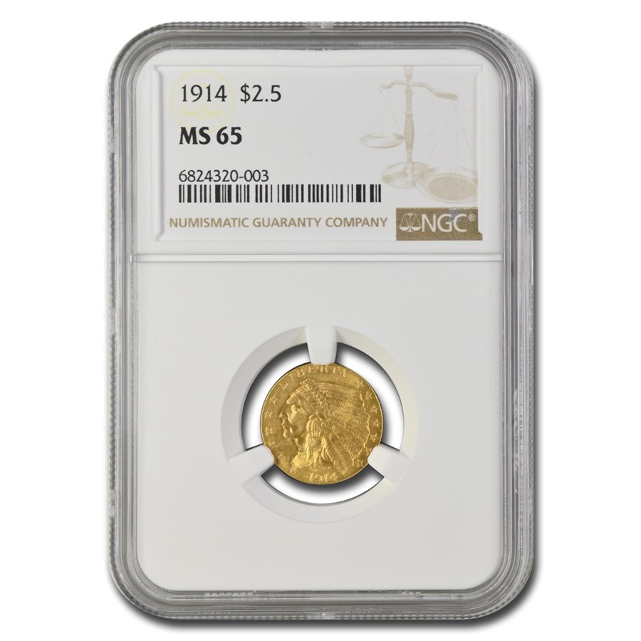 1914 $2.50 Indian Gold Quarter Eagle MS-65 NGC