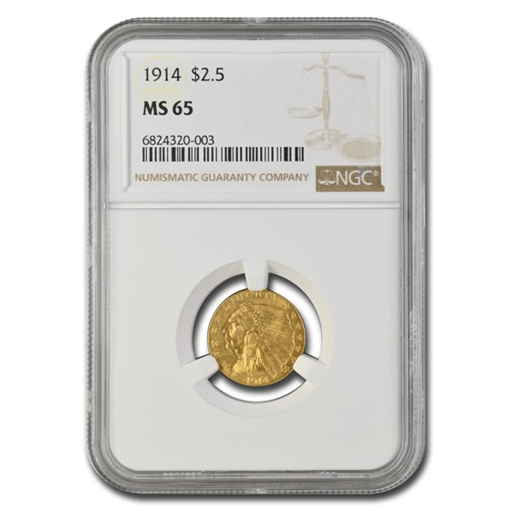 1914 $2.50 Indian Gold Quarter Eagle MS-65 NGC 1914 $2.50 Indian Gold Quarter Eagle MS-65 NGC