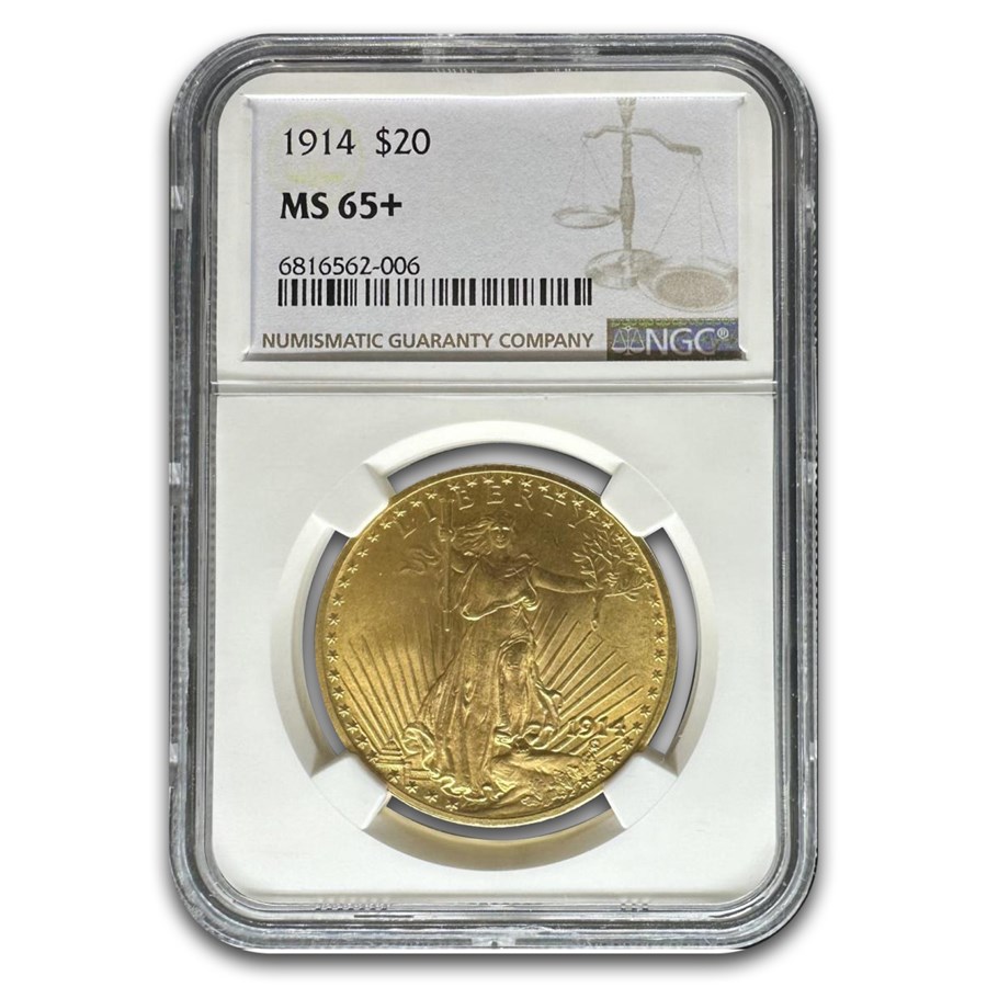 1914 $20 Saint-Gaudens Gold Double Eagle MS-65+ NGC