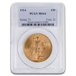 1914 $20 St Gaudens Gold Double Eagle MS-64 PCGS