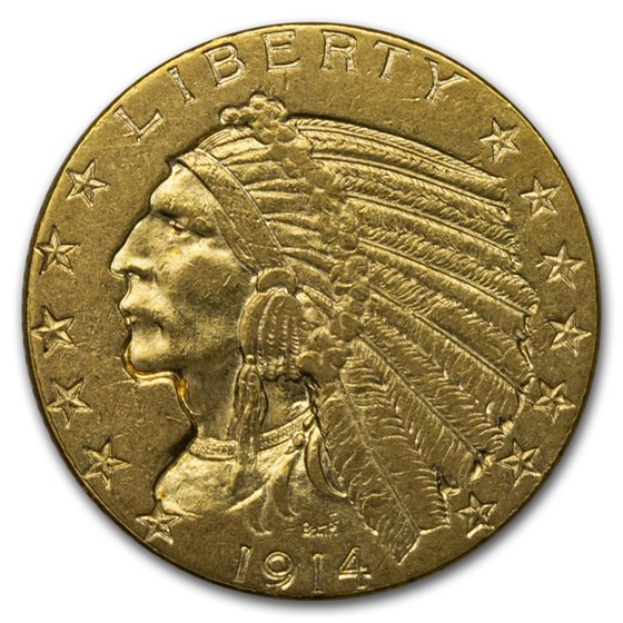 1914 $5 Indian Gold Half Eagle AU 1914 $5 Indian Gold Half Eagle AU
