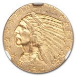 1914 $5 Indian Gold Half Eagle MS-62 NGC