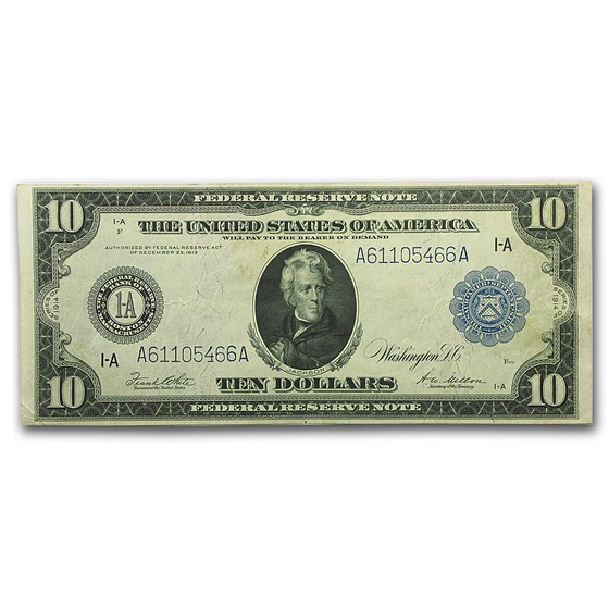 1914 (A-Boston) $10 FRN Very Fine+ 1914 (A-Boston) $10 FRN Very Fine+