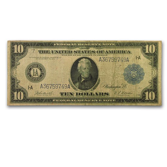1914 (A-Boston) $10 FRN VG (Fr#TBD) 1914 (A-Boston) $10 FRN VG (Fr#TBD)