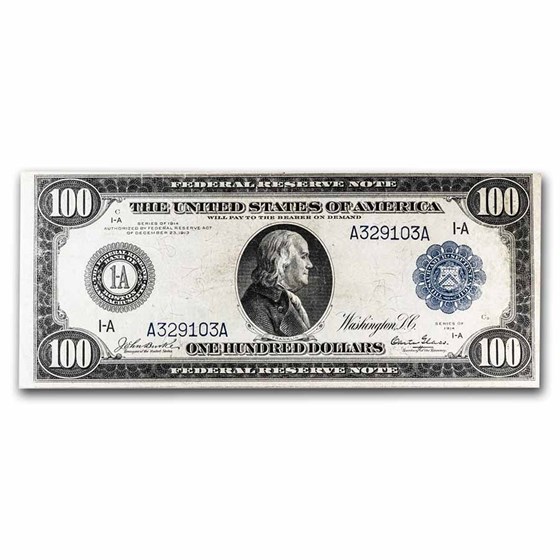 1914 (A-Boston) $100 FRN Choice VF (Fr#1087) 1914 (A-Boston) $100 FRN Choice VF (Fr#1087)