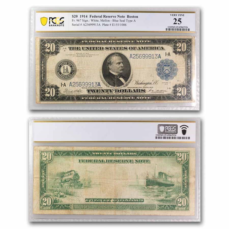 1914 (A-Boston) $20 FRN VF-25 PCGS (Fr#967)