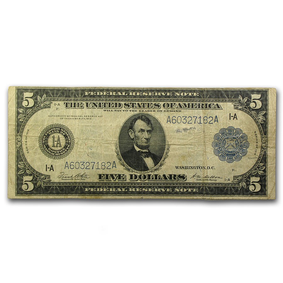 1914 (A-Boston) $5.00 FRN VF (Fr#847A)