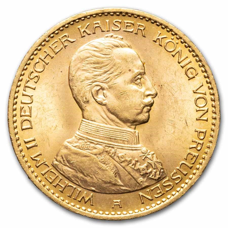 1914-A German Empire Prussia Gold 20 Marks Uniform Bust BU