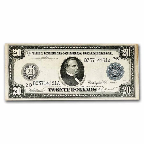 1914 (B-New York) $20 FRN VF (Fr#970) 1914 (B-New York) $20 FRN VF (Fr#970)