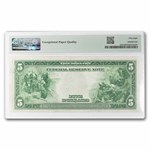 1914 (B-New York) $5.00 FRN AU-58 EPQ PMG (Fr#851C)