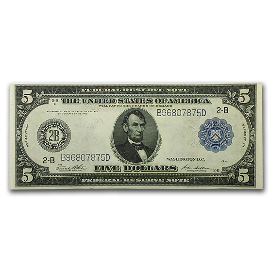 1914 (B-New York) $5.00 FRN CU 1914 (B-New York) $5.00 FRN CU