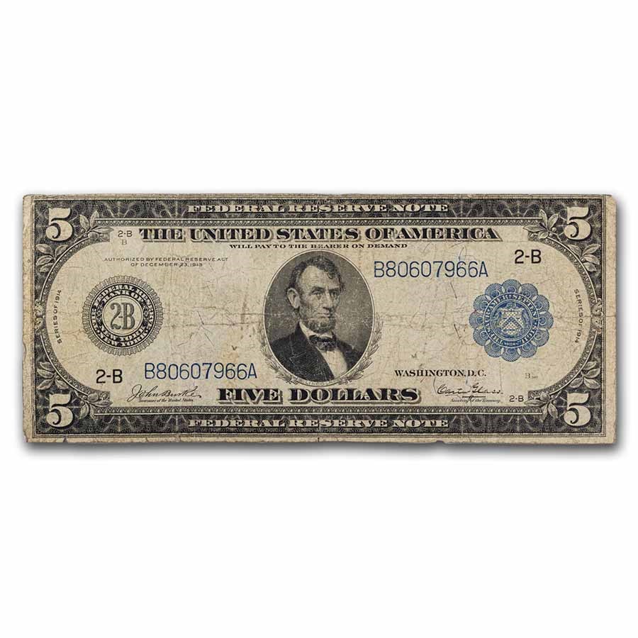 1914 (B-New York) $5.00 FRN Fine (Fr#849)
