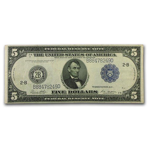 1914 (B-New York) $5.00 FRN VF (Fr#TBD) 1914 (B-New York) $5.00 FRN VF (Fr#TBD)