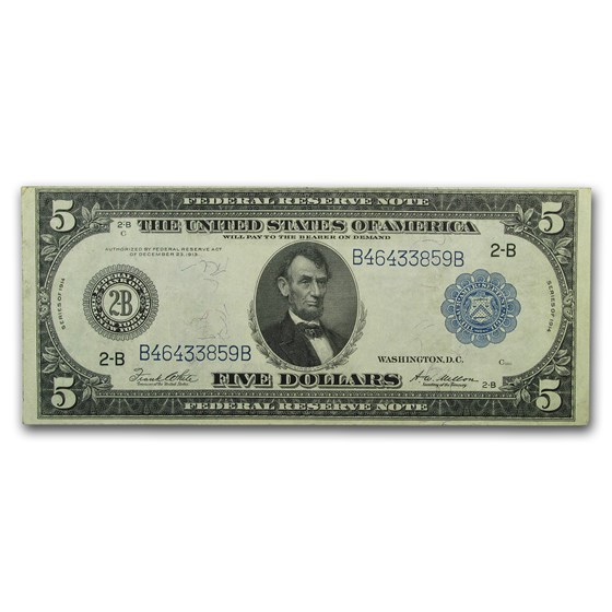 1914 (B-New York) $5.00 FRN XF 1914 (B-New York) $5.00 FRN XF