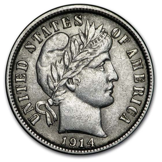 1914 Barber Dime AU 1914 Barber Dime AU