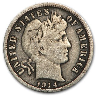 1914 Barber Dime Fine 1914 Barber Dime Fine