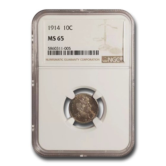 1914 Barber Dime MS-65 NGC 1914 Barber Dime MS-65 NGC