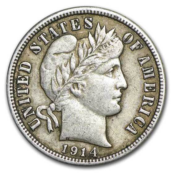 1914 Barber Dime XF 1914 Barber Dime XF