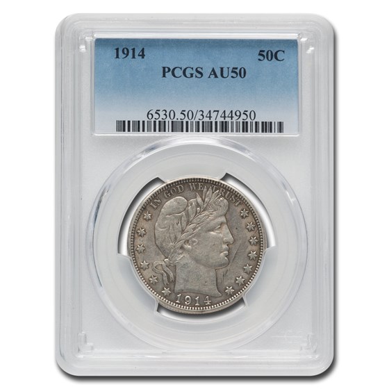 1914 Barber Half Dollar AU-50 PCGS 1914 Barber Half Dollar AU-50 PCGS