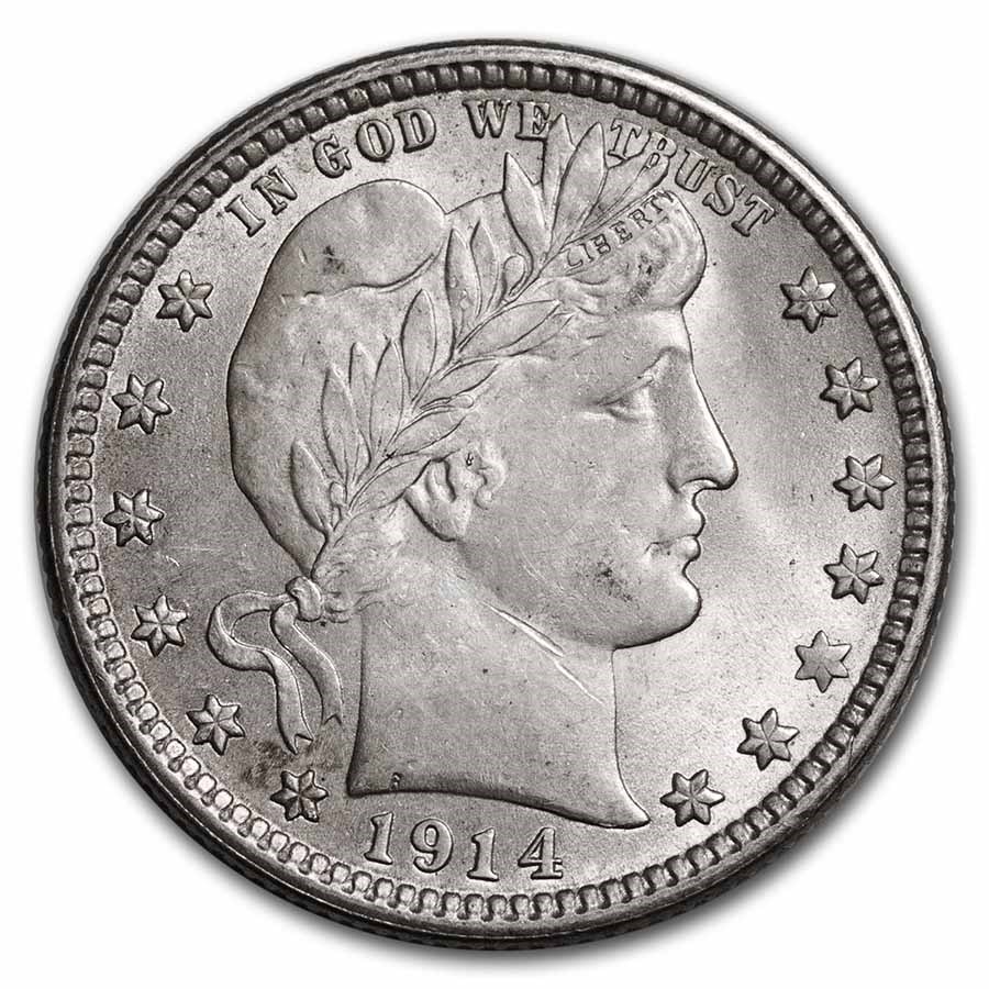1914 Barber Quarter BU