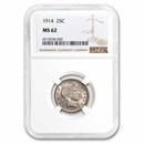 1914 Barber Quarter MS-62 NGC