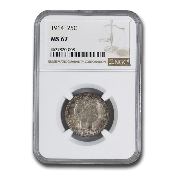 1914 Barber Quarter MS-67 NGC 1914 Barber Quarter MS-67 NGC
