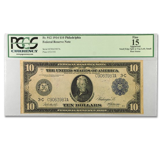 1914 (C-Philadelphia) $10 FRN (Type C) Fine-15 PCGS 1914 (C-Philadelphia) $10 FRN (Type C) Fine-15 PCGS