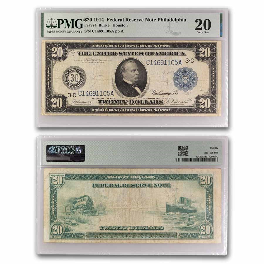 1914 (C-Philadelphia) $20 FRN VF-20 PMG (Fr#974)