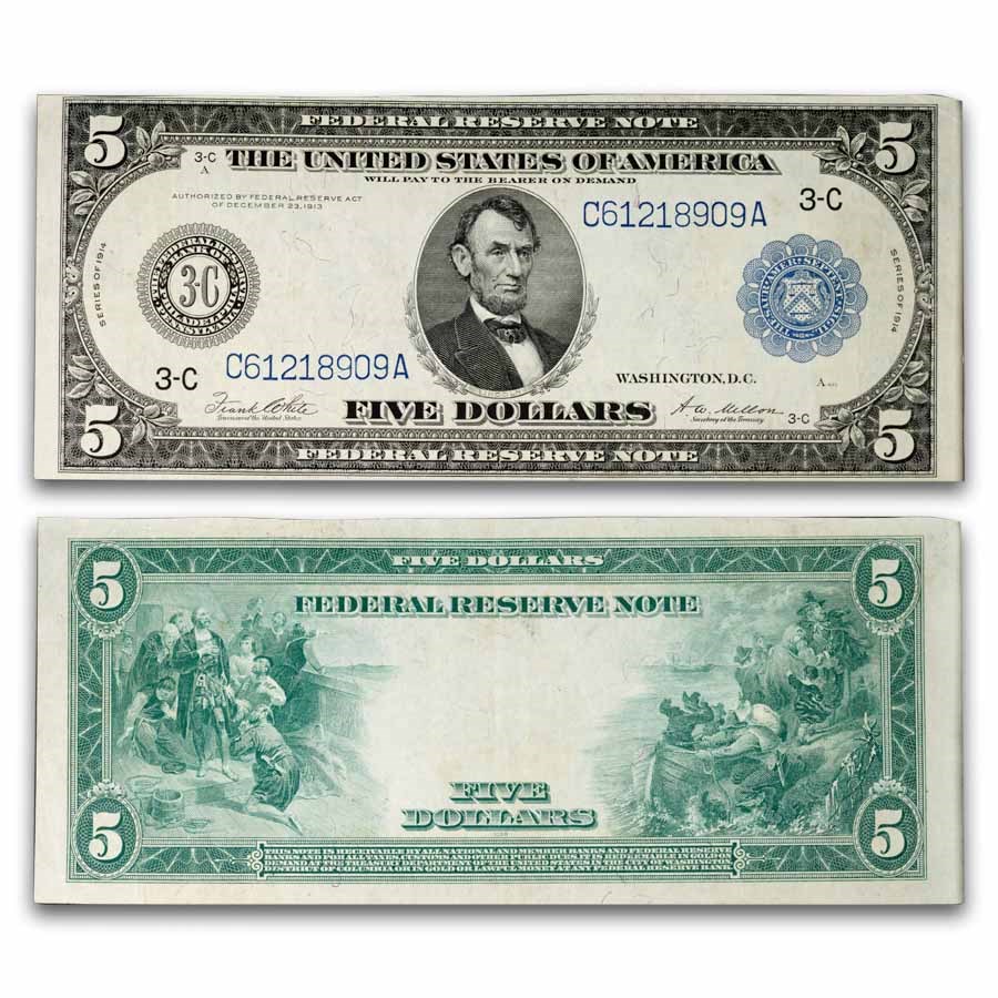 1914 (C -Philadelphia) $5.00 FRN VF+ (Fr#855A)