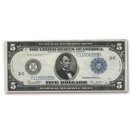 1914 (C-Philadelphia) $5.00 FRN XF (Fr#855C)
