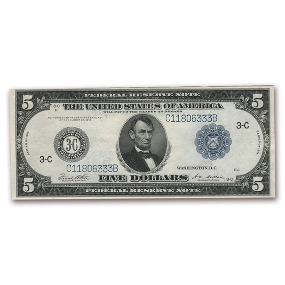 1914 (C-Philadelphia) $5.00 FRN XF (Fr#855C) 1914 (C-Philadelphia) $5.00 FRN XF (Fr#855C)