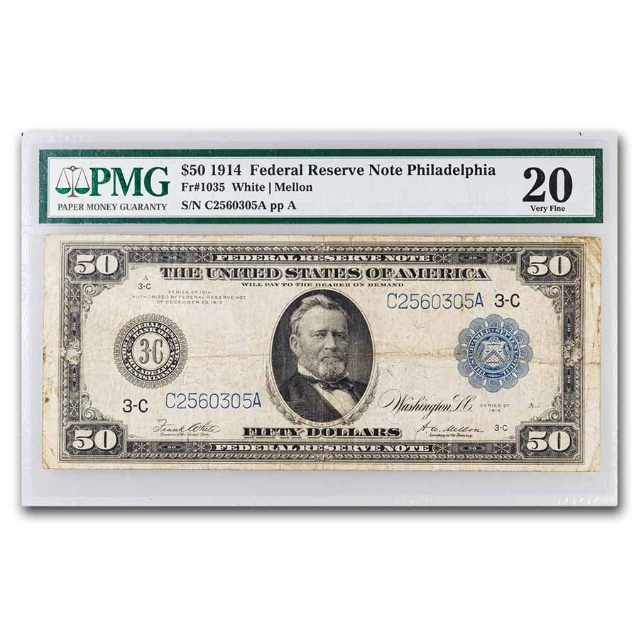 1914 (C-Philadelphia) $50 FRN VF-20 PMG (Fr#1035)