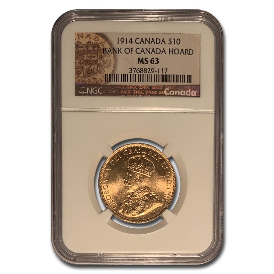1914 Canada Gold $10 Reserve MS-63 NGC (Bank of Canada Hoard)