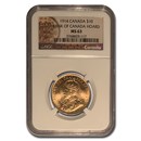 1914 Canada Gold $10 Reserve MS-63 NGC (Gold Reserve)