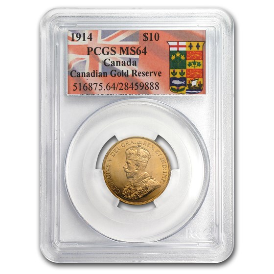 1914 Canada Gold $10 Reserve MS-64 PCGS 1914 Canada Gold $10 Reserve MS-64 PCGS