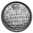 1914 Canada Silver 5 Cents George V AU