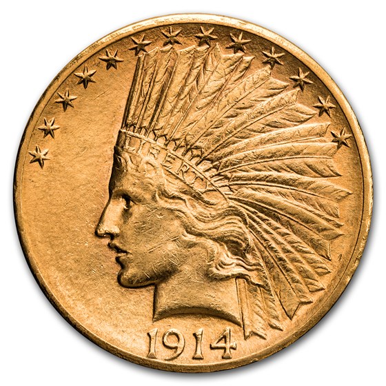 1914-D $10 Indian Gold Eagle AU 1914-D $10 Indian Gold Eagle AU