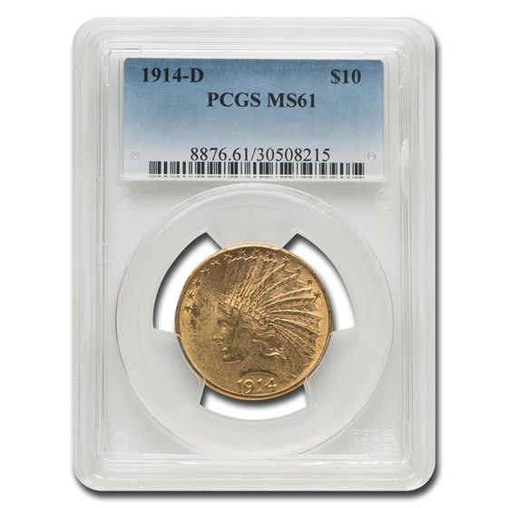 1914-D $10 Indian Gold Eagle MS-61 PCGS 1914-D $10 Indian Gold Eagle MS-61 PCGS