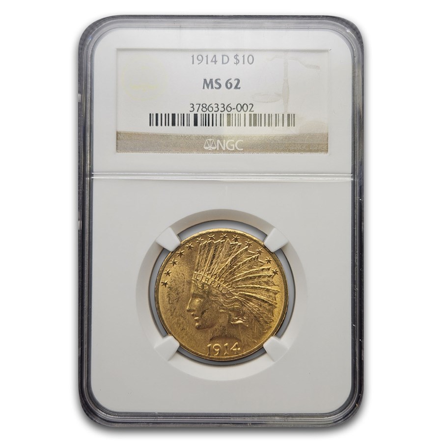 1914-D $10 Indian Gold Eagle MS-62 NGC