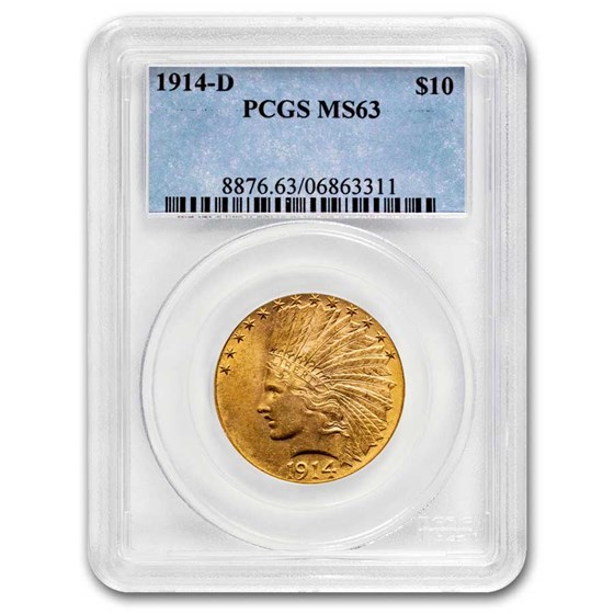 1914-D $10 Indian Gold Eagle MS-63 PCGS 1914-D $10 Indian Gold Eagle MS-63 PCGS