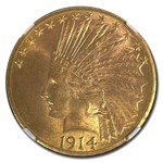 1914-D $10 Indian Gold Eagle MS-64 NGC